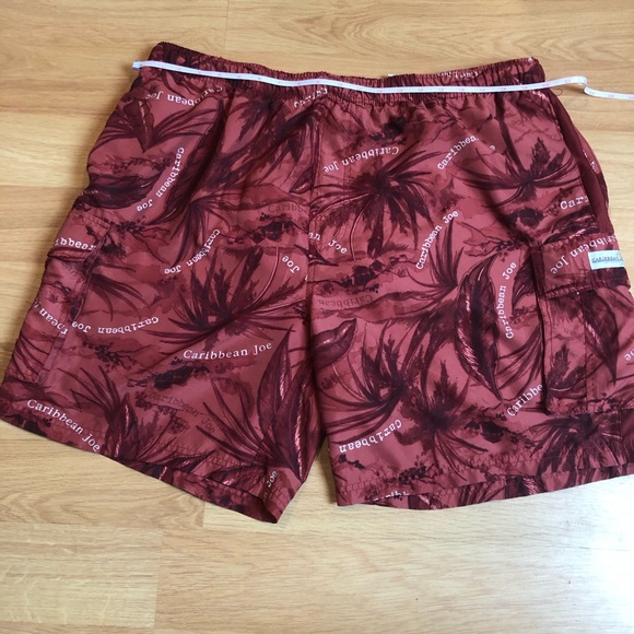 CARIBBEAN JOE Let’s Go maroon palm swim trunks XXL - Picture 5 of 11